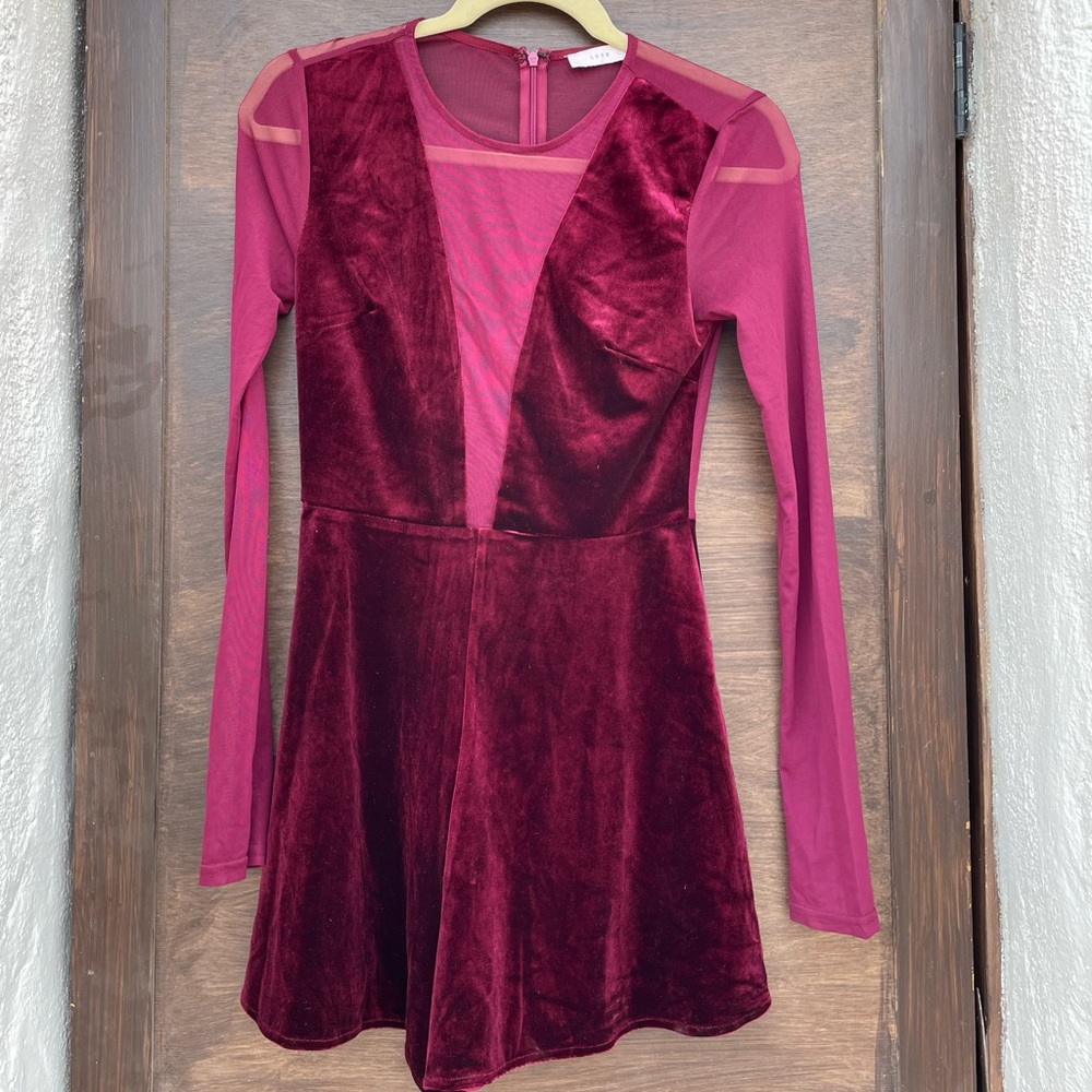 Velvet maroon romper